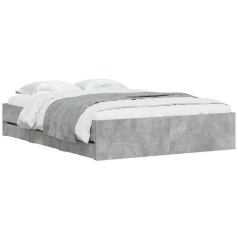 Cadre de lit avec tiroirs sans matelas gris béton 120x190 cm vidaXL
