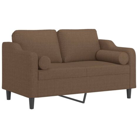 Canapé 2 places avec oreillers décoratifs marron 120 cm tissu vidaXL (1/5)