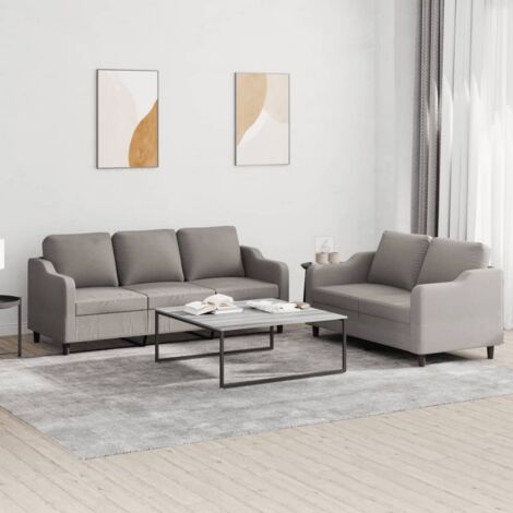 Ensemble de canapés 2 pcs avec coussins Taupe Tissu vidaXL (1/5)