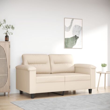 Canapé à 2 places Beige 120 cm Tissu microfibre vidaXL (1/5)