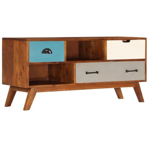 Meuble TV avec 3 tiroirs 110x35x50 cm Bois d'acacia solide vidaXL (1/5)