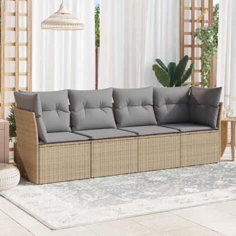Salon de jardin avec coussins 4 pcs beige résine tressée vidaXL (1/3)