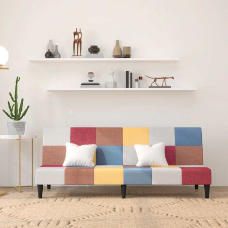 Vidaxl – Canapé convertible 2 places tissu multicolore – Dimensions 200x84,5x69cm – Lit 200x100cm – Cadre en bois robuste – Confort optimal (1/5)