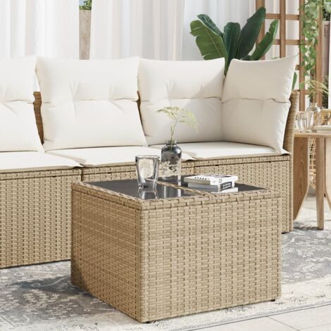 Vidaxl – Table de jardin en résine tressée avec dessus en verre trempé – Dimensions 55x55x37cm – Entretien facile et design élégant