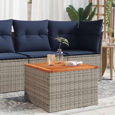 Vidaxl – Table de jardin 55x55x37 cm en résine tressée et bois d'acacia – Robuste et facile à nettoyer – Pour terrasses et jardins