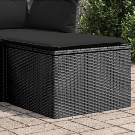 Tabouret de jardin avec coussin Noir 55x55x37 cm Résine tressée vidaXL