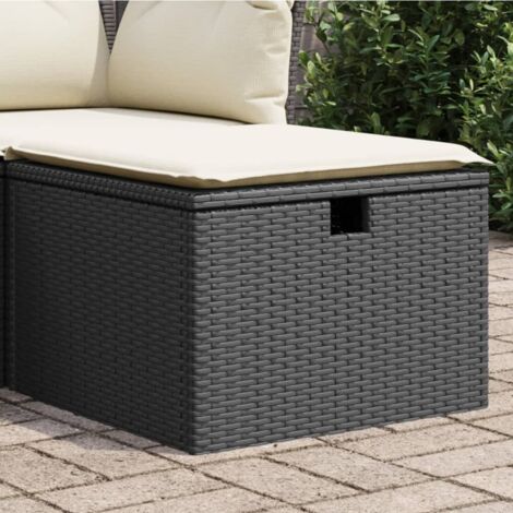 Tabouret de jardin avec coussin noir 55x55x37 cm résine tressée vidaXL