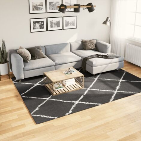 Tapis shaggy à poils longs moderne noir et crème 200x280 cm vidaXL (1/5)