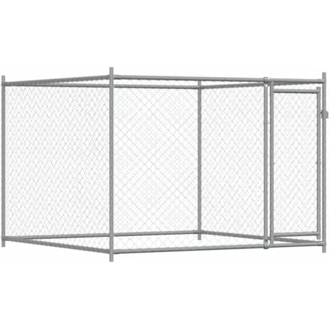 Cage pour chien avec porte gris 2x2x1,5 m acier galvanisé vidaXL