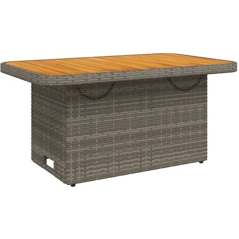 Table de jardin gris 90x55x71cm Résine tressée et bois d'acacia vidaXL