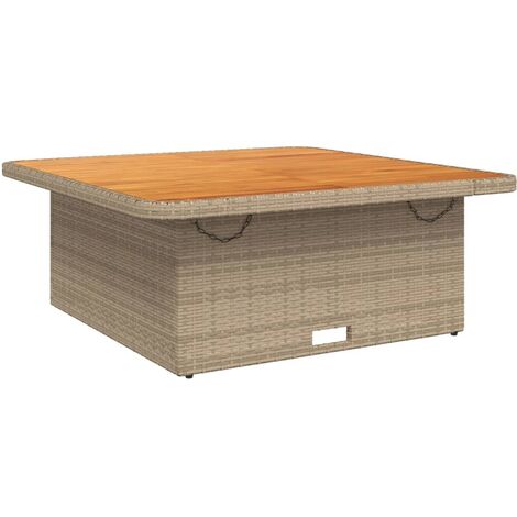 Table de jardin beige 110x110x71 cm résine tressée bois acacia vidaXL