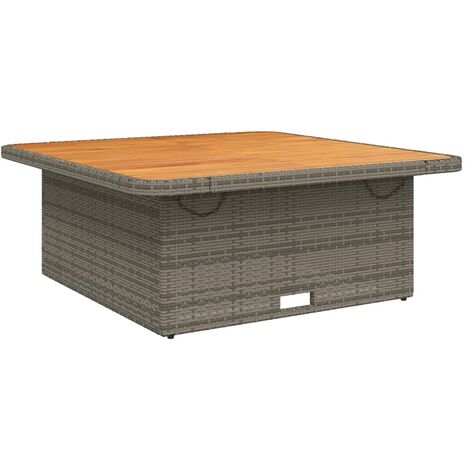 Table de jardin gris 110x110x71 cm Résine tressée bois d'acacia vidaXL