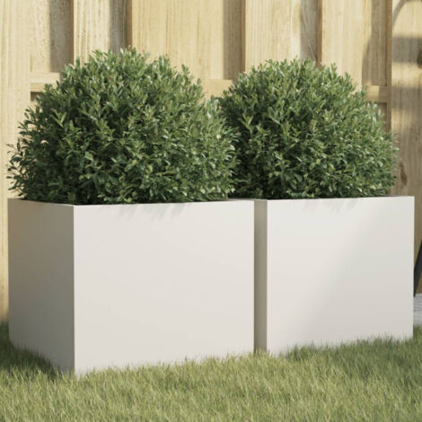 Jardinières 2 pcs blanc 32x30x29 cm acier vidaXL