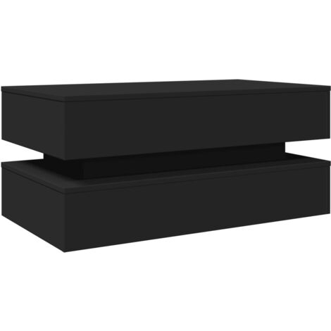Vidaxl – Table basse fixe avec lumières LED RGB – Noir – 90x50x40 cm – Bois d'ingénierie – Ambiance personnalisable