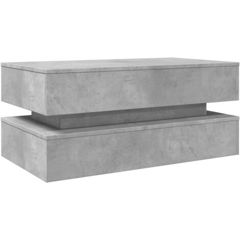 Vidaxl – Table basse relevable gris béton 90x50x40 cm – Lumières LED RVB – Matériau bois d'ingénierie – Design moderne et fonctionnel