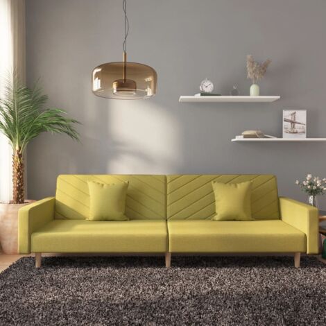 Canapé-lit à 2 places avec deux oreillers Vert Tissu vidaXL (1/5)