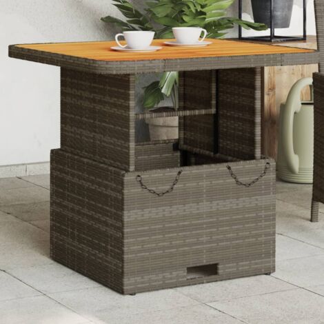 Vidaxl – Table de jardin 80x80x71 cm en résine tressée et bois d'acacia – Résistante aux intempéries – Pieds réglables – Idéale pour repas en extérieur (1/6)