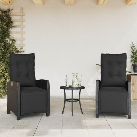 Chaises inclinables de jardin lot de 2 repose-pied noir rotin vidaXL