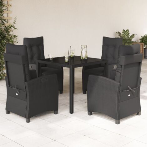 Ensemble à manger de jardin coussins 5pcs Noir Résine tressée vidaXL (1/5)