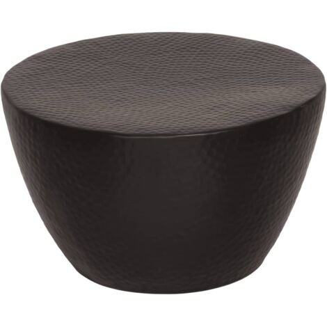 Vidaxl – Table basse martelée en aluminium noir Ø 50 cm – Hauteur 30 cm – Design moderne et élégant – Idéal pour salons contemporains