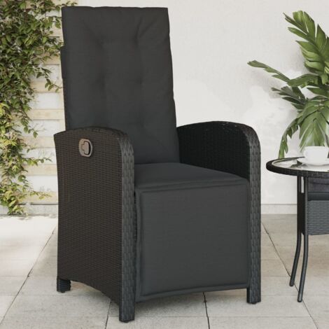 Chaise inclinable de jardin et repose-pied noir résine tressée vidaXL