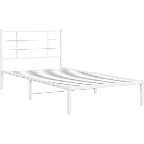 Cadre de lit métal sans matelas et tête de lit blanc 107x203 cm vidaXL (1/5)