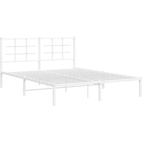 Cadre de lit métal sans matelas et tête de lit blanc 150x200 cm vidaXL (1/5)