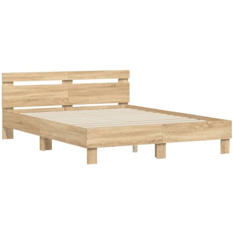 Vidaxl – Cadre de lit chêne sonoma 150x200 cm – Bois d'ingénierie – Lattes en contreplaqué – Excellent soutien pour matelas (1/5)