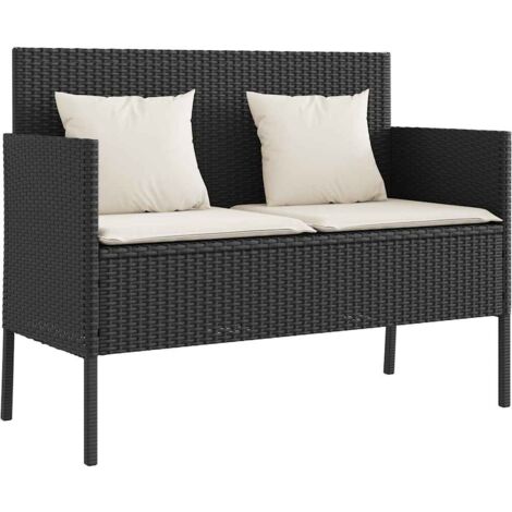 Banc de jardin avec coussins noir résine tressée vidaXL