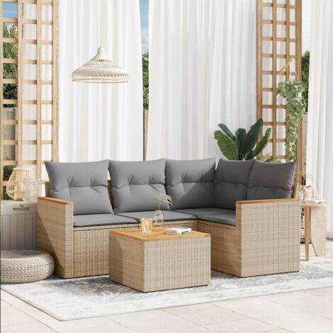 Salon de jardin avec coussins 5pcs mélange beige résine tressée vidaXL (1/5)
