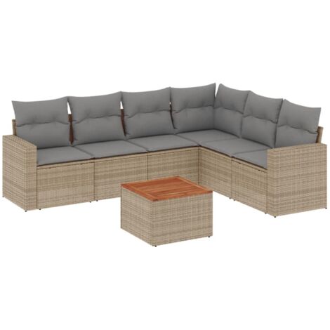 Salon de jardin avec coussins 7pcs mélange beige résine tressée vidaXL (1/5)
