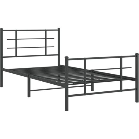 Cadre de lit métal sans matelas avec pied de lit noir 107x203cm vidaXL (1/5)