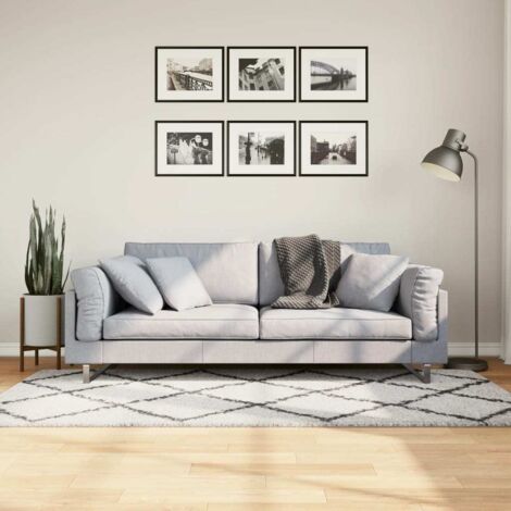 Tapis shaggy à poils longs moderne crème et noir 100x200 cm vidaXL (1/5)