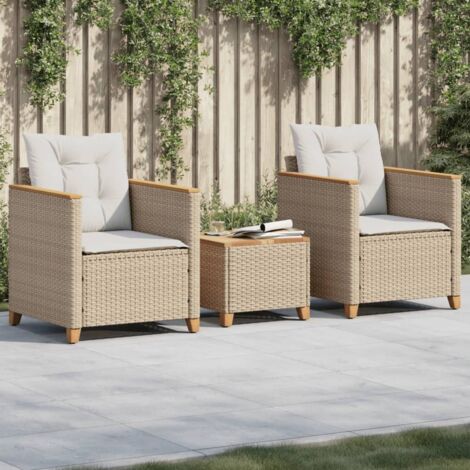 Ensemble de bistro 3 pcs coussins beige résine tressée acacia vidaXL (1/6)
