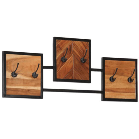 Porte-manteau mural 90x1x35 cm bois massif d'acacia et fer vidaXL (1/5)