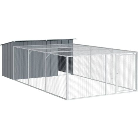 Vidaxl – Niche pour chien avec cour en acier galvanisé anthracite 197x396x110 cm – Design en maille pour ventilation – Accès facile avec porte