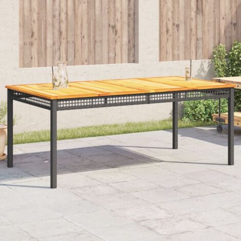 Table de jardin noir 180x90x75 cm résine tressée et bois acacia vidaXL