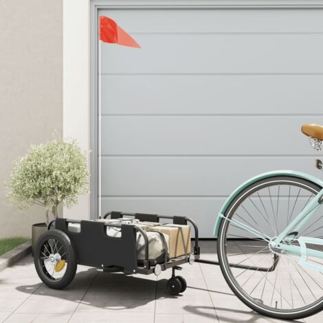 Remorque de vélo noir tissu oxford et fer vidaXL