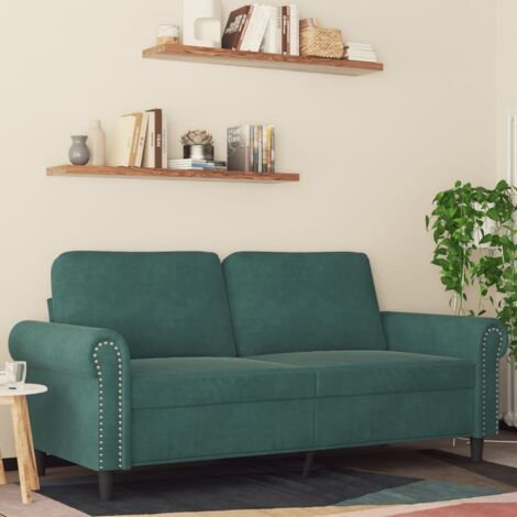 Canapé à 2 places Vert foncé 140 cm Velours vidaXL