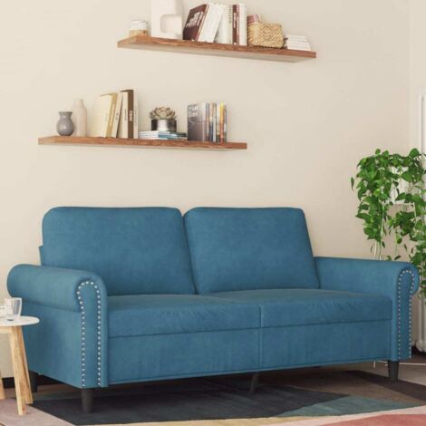 Vidaxl – Canapé 2 places bleu 140 cm en velours – Design moderne – Cadre en métal robuste – Largeur 77 cm – Hauteur 80 cm - vidaXL107901