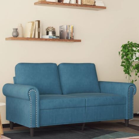 Canapé à 2 places Bleu 120 cm Velours vidaXL357938