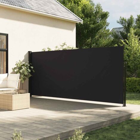 Vidaxl – Auvent latéral rétractable noir 180x600 cm – Tissu polyester avec revêtement PU – Protection contre UV et intempéries – Installation facile