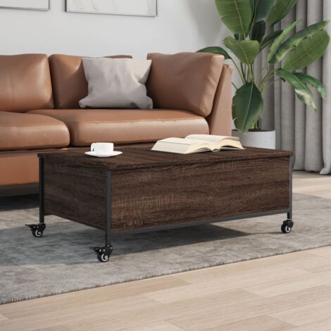 Table basse avec roulettes chêne marron bois d'ingénierie vidaXL (1/4)