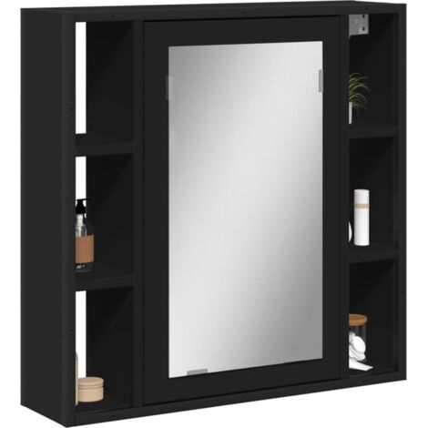 Armoire de salle de bain à miroir noir bois d'ingénierie vidaXL