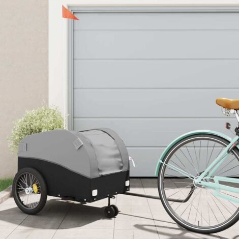Remorque de vélo noir et gris 45 kg fer vidaXL