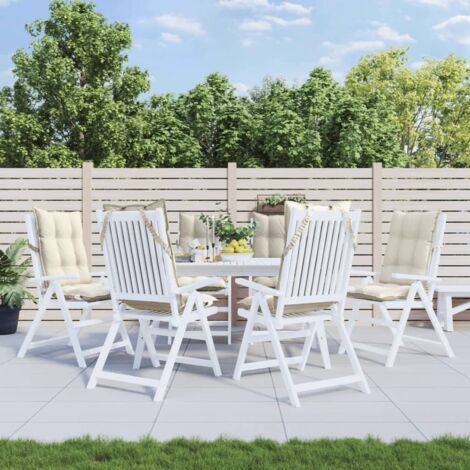 Coussins de chaise à dossier haut lot de 6 crème tissu oxford vidaXL