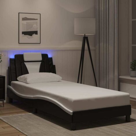 Cadre de lit Viana avec LED sans matelas noir et blanc 90x190 cm vidaXL (1/5)