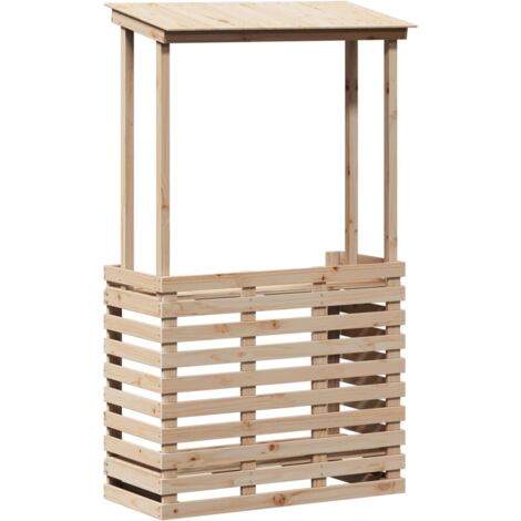 Vidaxl – Table de bar d'extérieur en bois de pin massif 112,5x57x195,5 cm – Toit pour protection solaire – 2 étagères pratiques