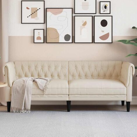 vidaXL Canapé Chesterfield 3 places lin