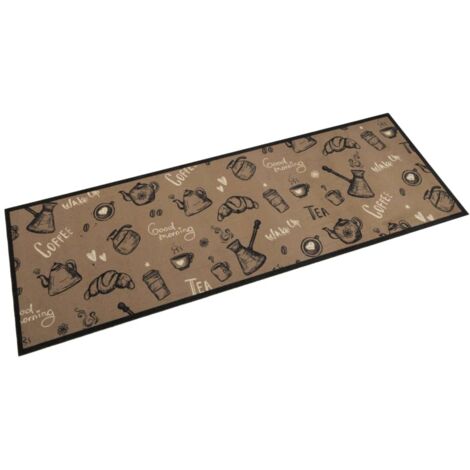 vidaXL Tapis de cuisine lavable imprimé Morning brun 60x180 cm velours (1/5)